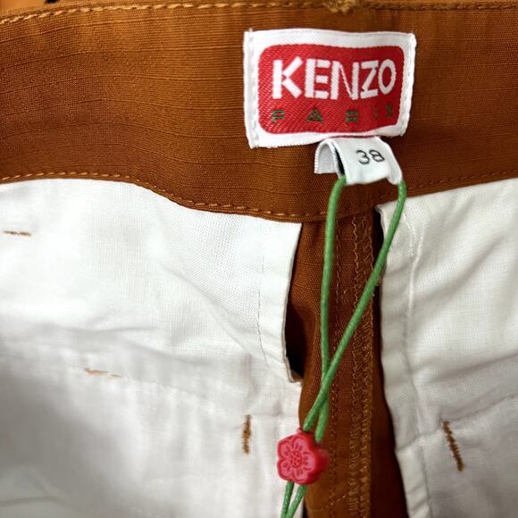 KENZO Paris Wide Leg Cargo Workwear Pant - Dark Camel Sz 28 US - Picture 10 of 11